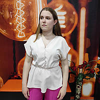 Блуза жіноча короткий рукав резинка бант 44 бежева