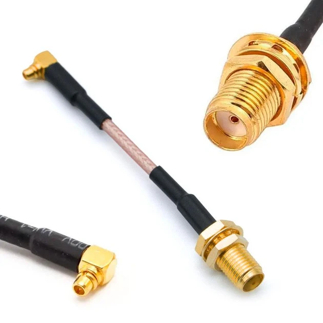 Кабель антенний SMA Female (мама) - MMCX кутовий 5см 50мм перехідник пігтейл для FPV, антен, модемів, радіо