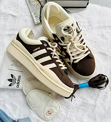 Жіночі кросівки Bad Bunny x Adidas Campus Beige Brown Адідас Бед Бані коричневі замшеві