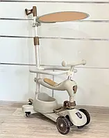 Дитячий самокат-трансформер 3 в 1 Maraton K619 із батьківською ручкою захисним бортиком і підсвіткою Бежевий