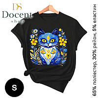 Женская футболка "Патриотический кот" - стиль с украинским характером. Яркий дизайн, мягкая и приятная ткань