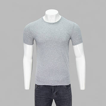 Футболка чоловіча Format Базова PRM M-3XL (170) Св. Сіра меланж 95% бавовна 5% еластан XXXL(Р)