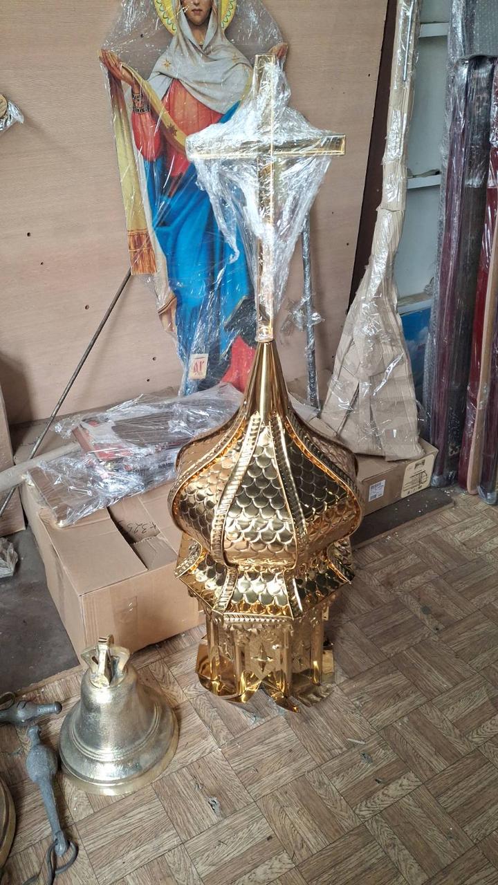 Малий купол з католичним хрестом з нітрид титану d/40cm