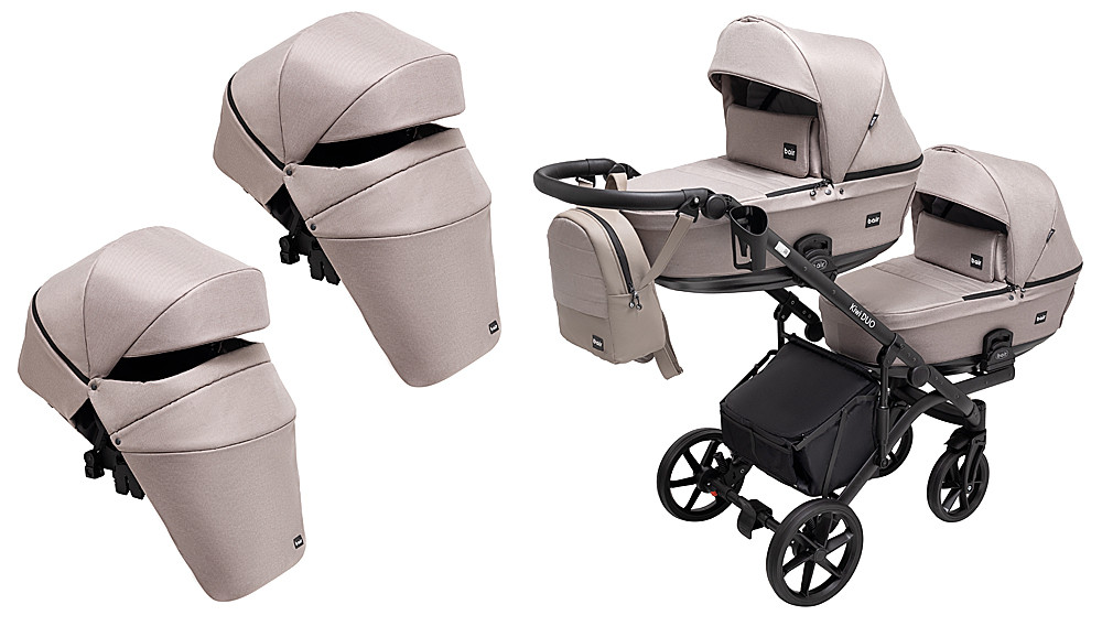 Коляска 2 в 1 для двійні Bair Kiwi DUO Soft BKD-455 капучино