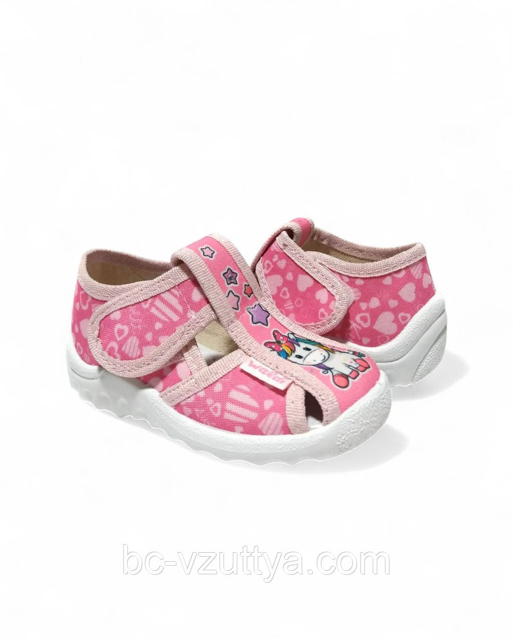 Дитячі текстильні тапочки для дівчинки Waldi Маша одноріг21 рожевий (360-290СТ), фото 1