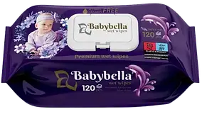 Серветки вологі парфумовані Babybella, з клапаном (120шт.)