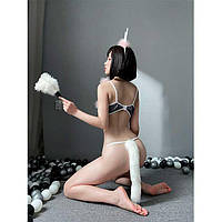 Стринги с лисьим хвостиком - Белый - S-L- Эротическое бельё (HRS)