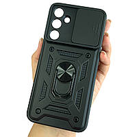 Чохол для Samsung Galaxy A16 протиударний чорний зі шторкою для камери