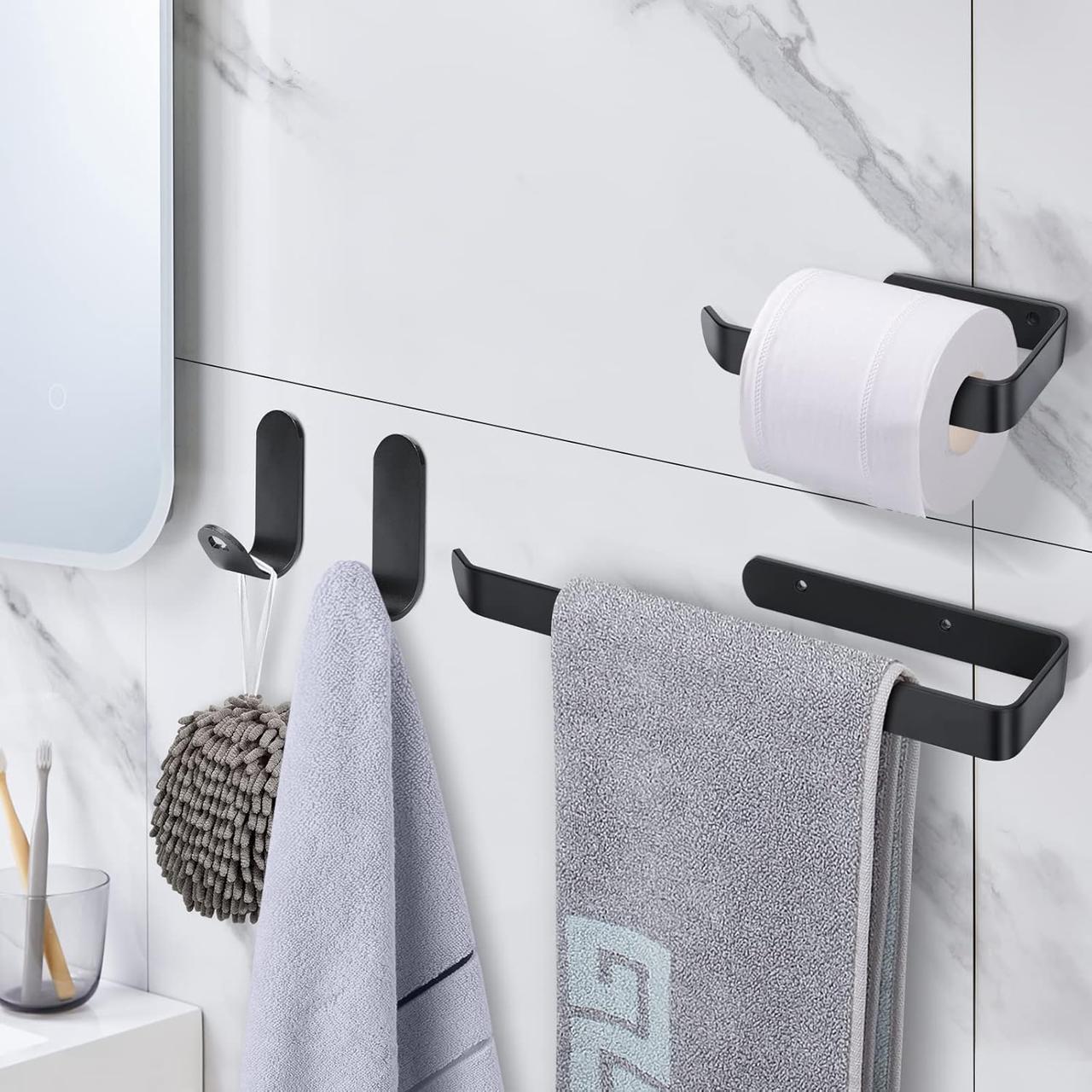 Тримач для рушників без свердління, тримач для туалетного паперу, 4 тримачі для ванної кімнати, фото 1