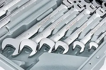 Набір ріжково-накидних ключів із тріскачкою Falon-Tech FT510 8-19 мм 12 од., фото 4