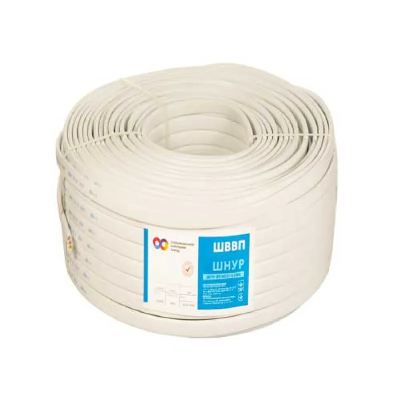Кабель мідний плоский ШВВП 3х6 багатожильний бухта 100 метрів білий СКЗ (Слобожанський кабельний завод), фото 1