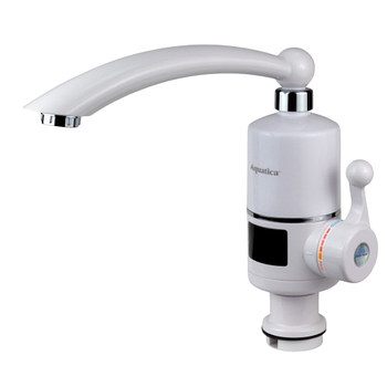 Кран-водонагрівач проточний NZ 0,4-5бар 3,0кВт для кухні гусак прямий на гайці з дисплеєм Aquatica