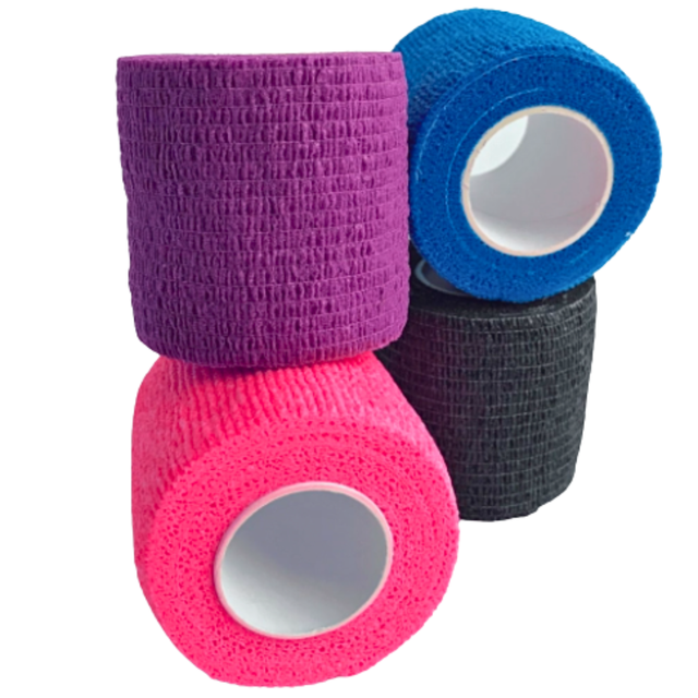 Бандажний бинт (лєнта) різних кольорів. Чорна стрічка для тату машинки, а також фіолетова, рожева і синя.