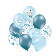 22 НАБІР ПОВІТРЯНИХ КУЛЬ 12" BELBAL-ББ Oh Baby - лелека на блакитному (10шт)
