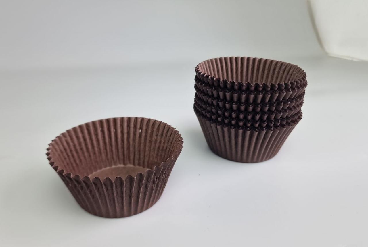 Тартолітка для кексів 125А кругла коричнева D55 H35 (100 шт.) (1 уп.), фото 1