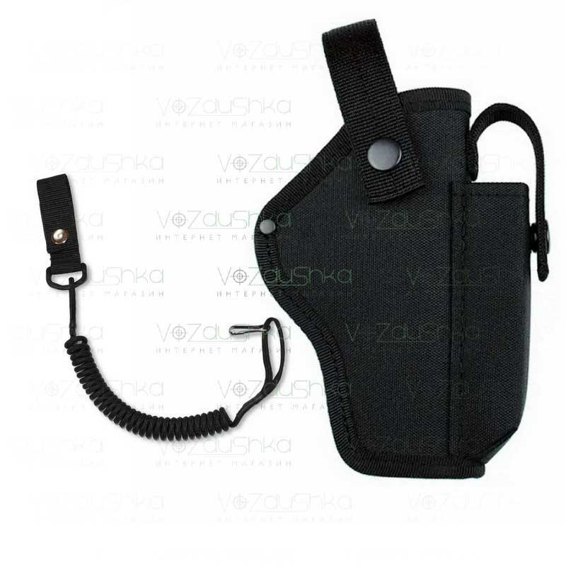 Кобура поясна для ТТ з чохлом для магазину синтетична жорстка чорна + тренчик