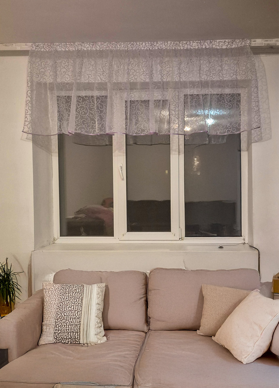 Ламбрекен верхівка Firanka Venzel карниз 200см, білий з фіолетовим (1_1пб), фото 1