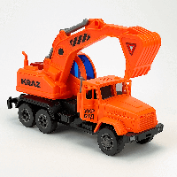 Машинка КРАЗ Екскаватор Автопром 28 см, інерційна, зі світлом і звуком, помаранчева (KR-2202-12B)