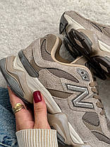 Кросівки жіночі New Balance 9060 Brown Нью Беланс 9060 коричневі замша демісезон для дівчат, фото 4