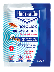 Інсектицидний порошок від садових і домашніх мурах ТМ Чистий Дім, 120 г, ящик 84 шт
