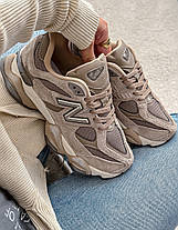 Кросівки жіночі New Balance 9060 Brown Нью Беланс 9060 коричневі замша демісезон для дівчат, фото 3
