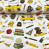 Польська бязь "Звірята йдуть до школи" 160 см, фото 2