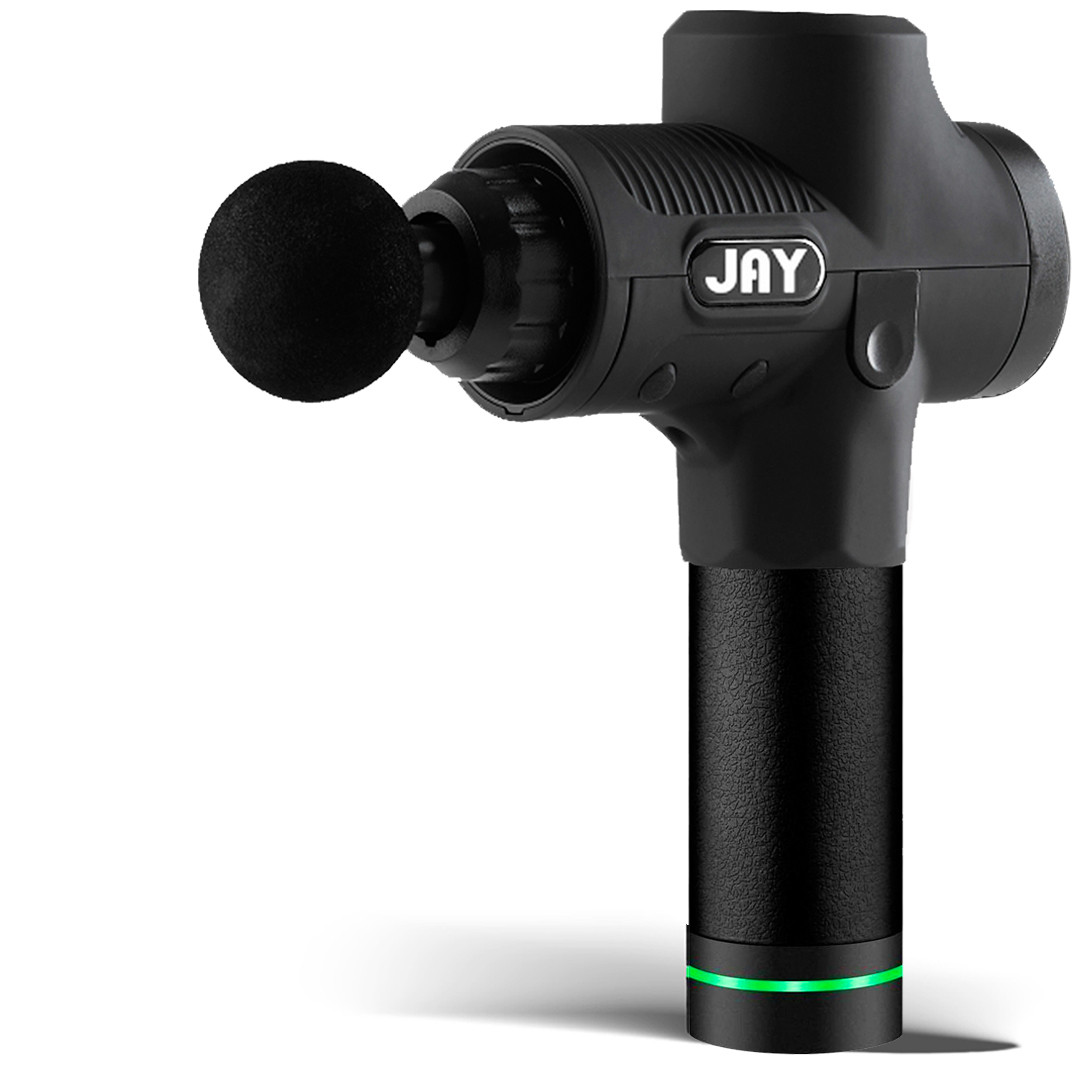 Перкусійний масажер JAY Pro чорний, LCD-дисплей, 30 режимів, змінний акумулятор
