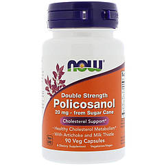 Полікозанол (Policosanol), Now Foods, подвійна сила, 20 мг, 90 вегетаріанських капсул