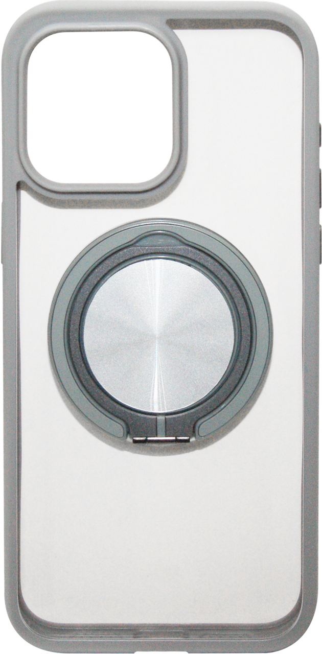 Накладка iPhone 15 Pro Max Metal Ring Stand MagSafe Сірий