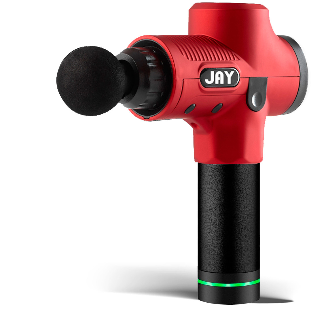 Перкусійний масажер JAY Pro червоний, 30 режимів, LCD-дисплей, змінний акумулятор