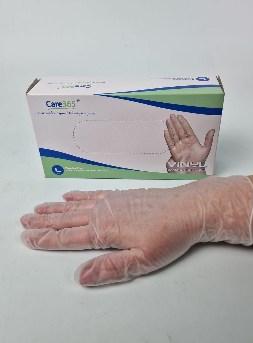 Рукавиці Вініл L (100 шт.) білі CARE 365 (1 пачка), фото 1