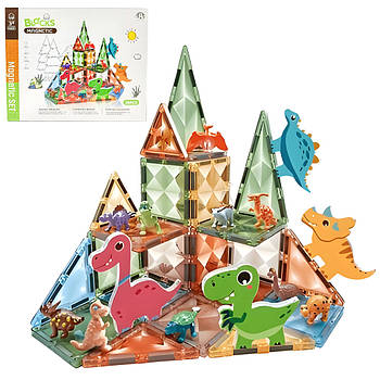 Магінтний конструктор з динозаврами 36 деталей, CH1214 / Дитячий конструктор на магнітах