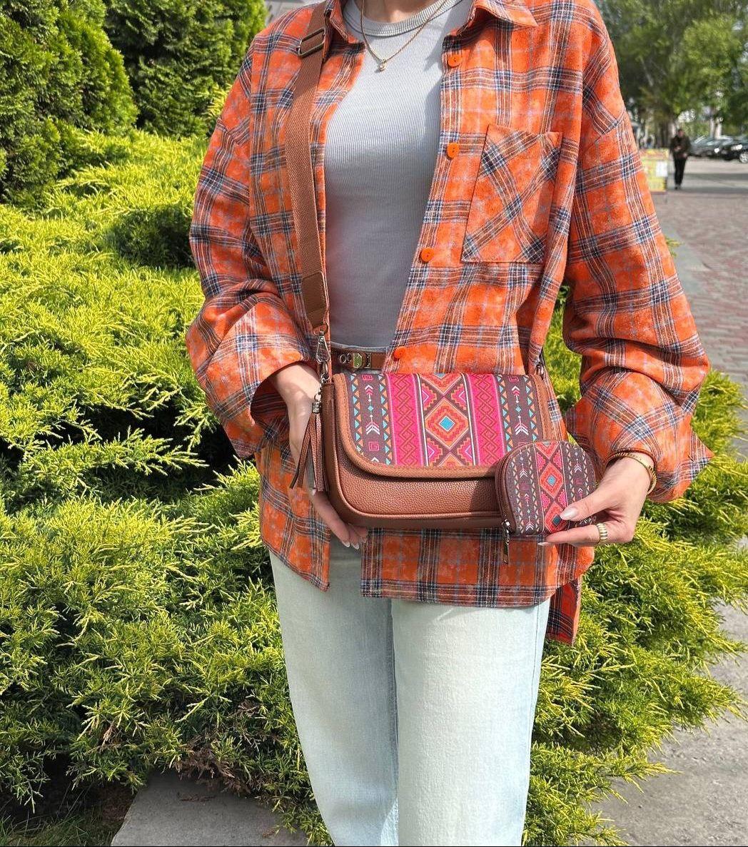 Гарна модна жіноча етно сумка крос боді клатч на широкому ремінці в Подарунок гаманець для дрібниць карток, фото 1