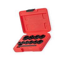 Екстрактори обламаних болтів (головки + виколотка) 9-19 мм 10шт  (пласт. кейс)