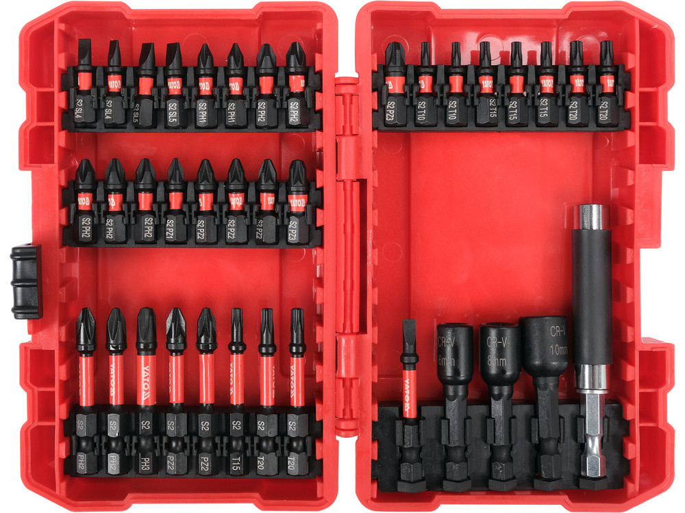 Набір насадок викруткових ударних SL/PH/PZ/Torx 1/4" YATO 37елем YT-04616