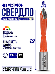 Свердло наскрізне Terex d-5 мм, L-70 мм Ліве