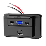 Автомобільна USB накладна панель зі шторкою QC3.0 + 2 PD USB Type-C, 12–24В