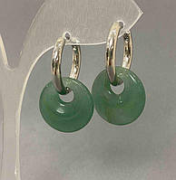 Сережки Нефрит бублик швенза кільце d-18мм+- L-31мм+- купити біжутерію оптом в інтернеті