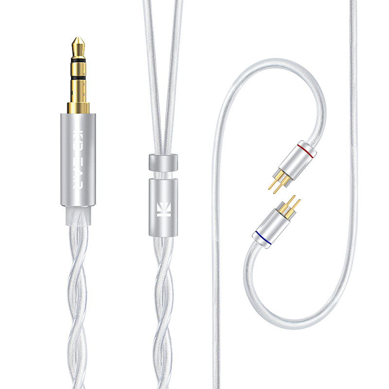 ⇒ KBEAR Glint (2Pin 0.78 / Jack 3.5) - двожильний посріблений кабель для з'вязку IEM's навушників, фото 1