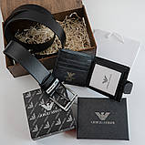 Чоловічий подарунковий набір гаманець і ремінь дерев'яній коробці Armani (303), фото 7