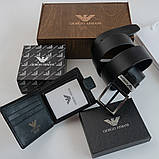 Чоловічий подарунковий набір гаманець і ремінь дерев'яній коробці Armani (303), фото 5