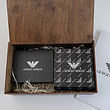 Чоловічий подарунковий набір гаманець і ремінь дерев'яній коробці Armani (303), фото 2