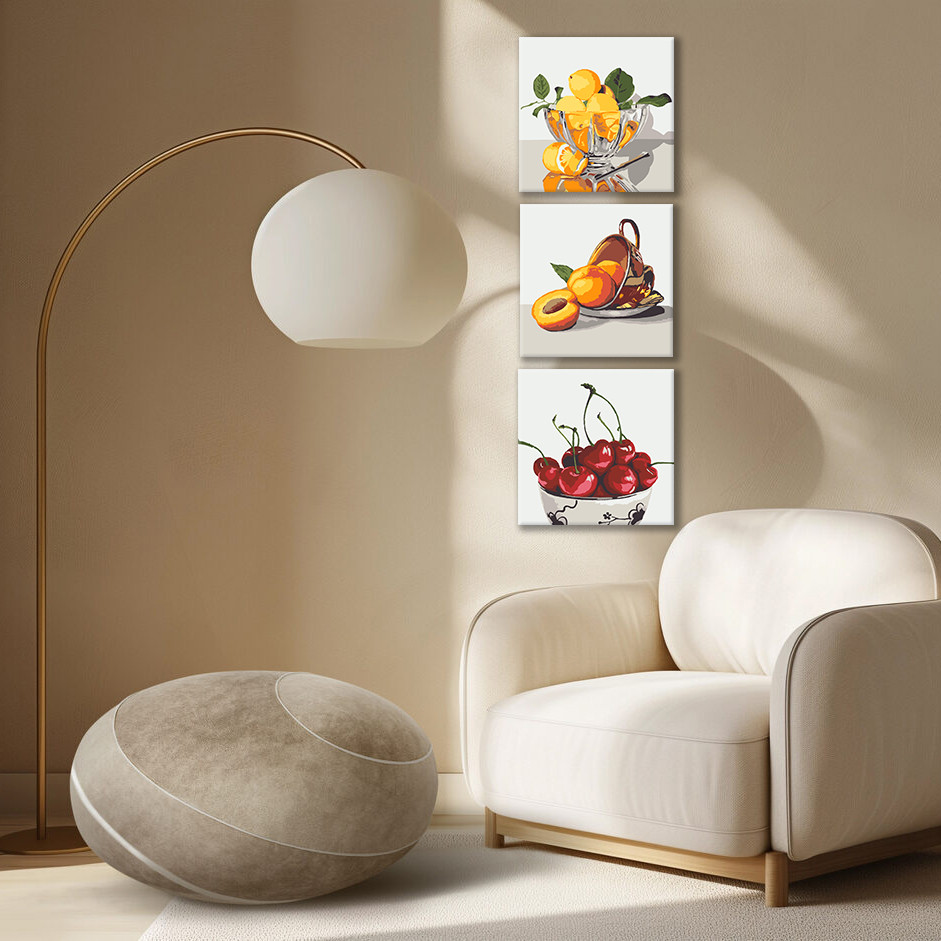 Картина за номерами Riviera Blanca, комплект з 3-х картин Frutti 25х25 см (RB-1144), фото 1