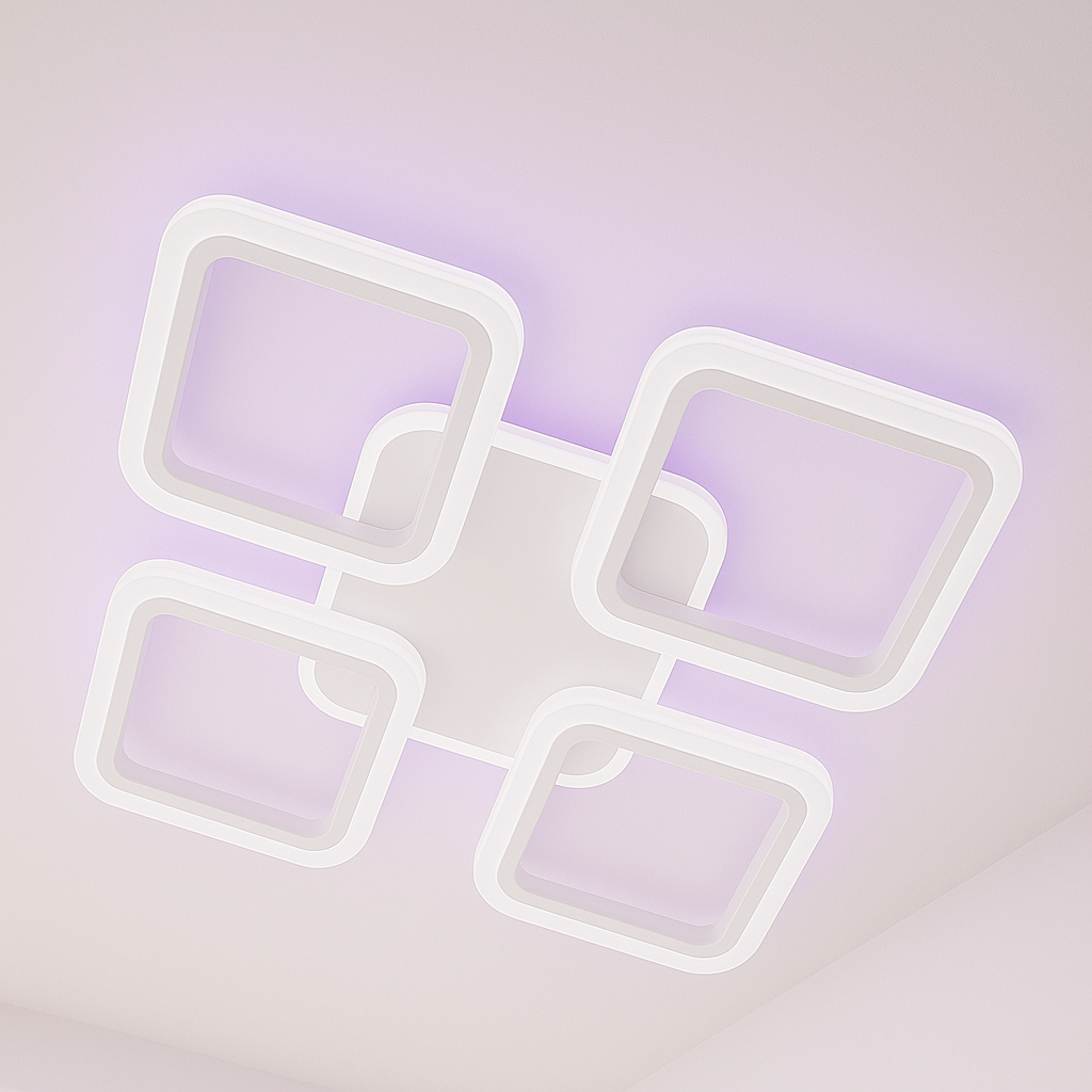 Лед люстра квадрат Vatan Light 72W до 18 кв.м колір Білий 1136/4 WH 3color