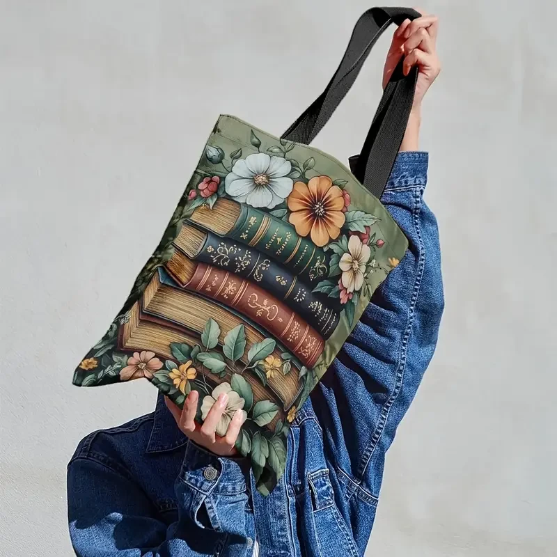 Велика сумка-шопер з квітковим узором, розмір 40/35 см, фото 1