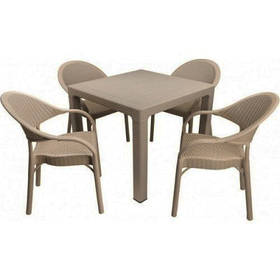 Комплект меблів пластиковий стіл Олаф +4 стільці Софія капучино