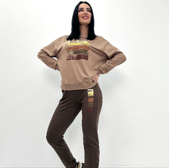 Демісезонний жіночий спортивний костюм двійка штани та кофта повсякденний прогулянковий, фото 1