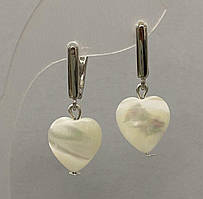 Сережки Перламурт серце 12мм+- L- 30мм+- купити біжутерію дешево оптом в інтернеті