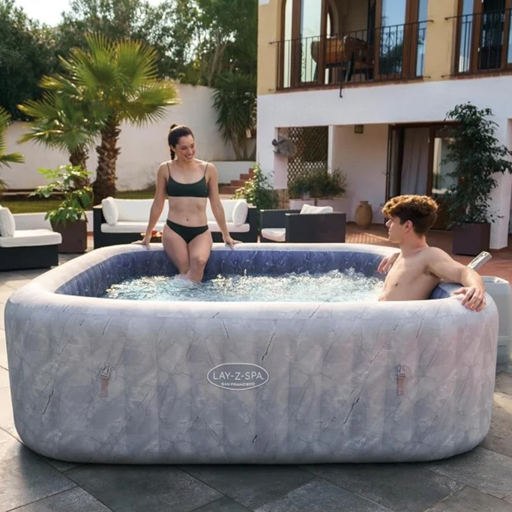 Басейн джакузі надувний Bestway 6001Q San Francisco 230x230 см, 7 місць, гідромасажний Спа для вулиці, Wi-Fi