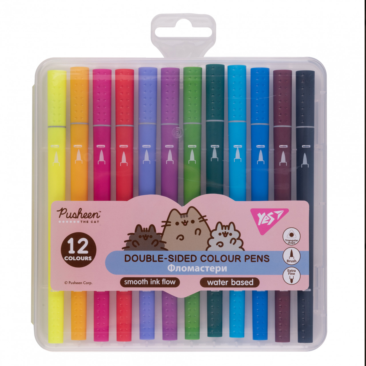 Фломастери Yes двосторонні 12 кольорів "Pusheen" 650573, фото 1